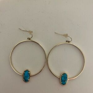 Kendra Scott Gold Hoops with Blue Accent